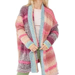 FREE PEOPLE Daydreamer knit cardigan orchid cloud combo NEW NWT Small S